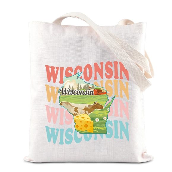 Wisconsin Souvenir Gift The Badger State Travel Tote Bag Wisconsin Moving :v - Picture 1 of 6